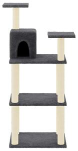 Ansamblu pisici, stâlpi din funie sisal, gri închis, 118,5 cm