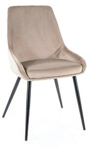 Scaun pentru living COBE, bej/negru, stofa catifelata/metal, 49x43x85