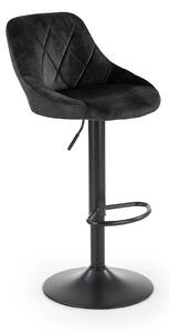 Scaun de bar rotativ H101, negru, stofa catifelata/otel, 47x45x84/106