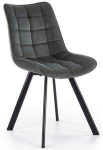 Scaun tapitat modern K332, gri/negru, stofa catifelata/metal, 46X61X84