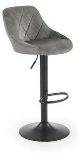 Scaun de bar rotativ H101, stofa catifelata gri - Bluvel 14, 47x45x106