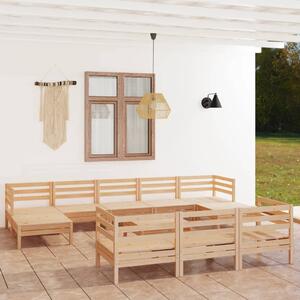 Set mobilier de grădină, 11 piese, lemn masiv de pin