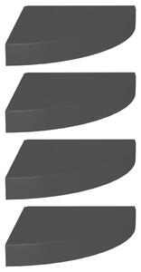 Rafturi colțar suspendate, 4 buc., negru, 25x25x3,8 cm, MDF
