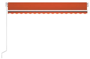 Copertină retractabilă manual, LED, portocaliu/maro, 400x300 cm