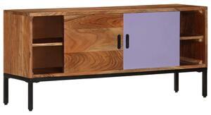 Comodă TV, maro miere/gri, 110x30x50 cm, lemn masiv de acacia