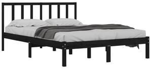 Cadru de pat mic dublu, negru, 120x190 cm, lemn masiv de pin
