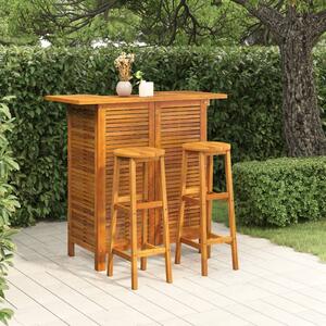 Set mobilier de bar de grădină, 3 piese, lemn masiv de acacia