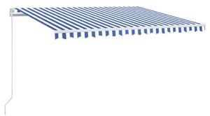 Copertină retractabilă manual, albastru și alb, 400x300 cm
