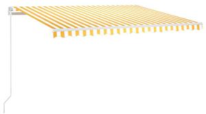 Copertină retractabilă manual, galben și alb, 400x300 cm