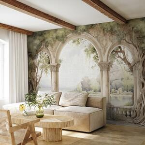 Tapet Desen în stil ulei de arc, Fototapet Flori, w02976 : Uwalls.ro