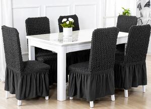 Set 6 huse de scaun, cu volane, Gri