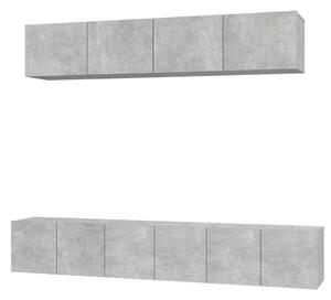 Set dulap TV, 5 piese, gri beton, lemn prelucrat