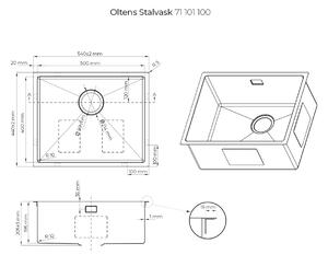 Oltens Stalvask chiuveta din otel 54x44 cm 71101100