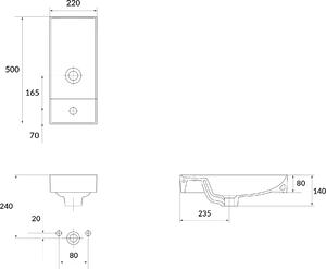 Cersanit Larga lavoar 50x22 cm dreptunghiular mobilier alb K677-005