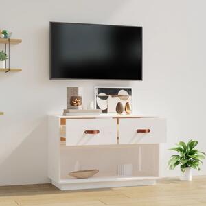 Comodă TV, alb, 90x40x60 cm, lemn masiv de pin