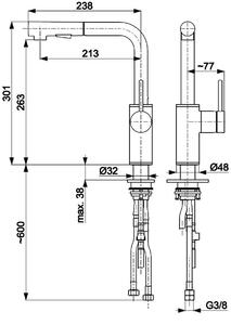 KFA Armatura Duero baterie bucătărie pe picior inox 6623-110-22