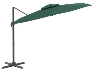 Umbrelă dublă în consolă, verde, 300x300 cm