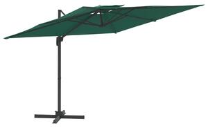 Umbrelă dublă în consolă, verde, 300x300 cm