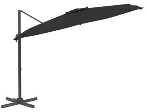 Umbrelă în consolă, stâlp din aluminiu, negru, 300x300 cm