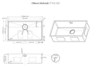 Oltens Stalvask chiuveta din otel 76x44 cm 71102100