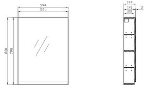 Cersanit Moduo dulap 59.5x14.4x80 cm agățat lateral alb S590-018-DSM