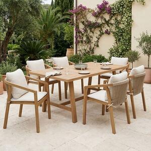 Set 7 masa si scaune gradina, Malibu, Bej, 90x180x75 cm