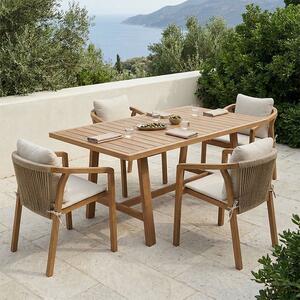 Set 5 masa si scaune gradina, Malibu, Bej, 90x160x75 cm