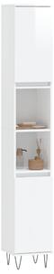 Dulap de baie, alb extralucios, 30x30x190 cm, lemn prelucrat