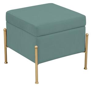 Taburet cu capac Panton catifea verde-aurie 40x40x36.5 cm