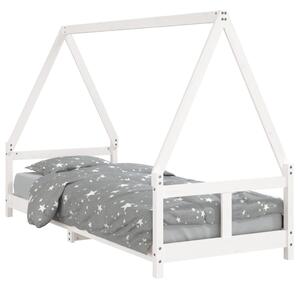 Cadru de pat pentru copii, alb, 80x200 cm, lemn masiv de pin