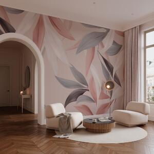 Tapet Frunze tropicale delicate în nuanțe de roz, Fototapet Natură, w03123 : Uwalls.ro