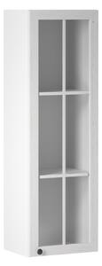 KONDELA Dulap superior cu sticlă W40S, alb/pin Andersen, dreapta PROVENCE