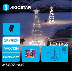 Decorațiune LED solară de Crăciun Aigostar LED/0,26W/3,7V 75cm IP65 alb rece