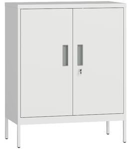 HOMCOM Dulap de Birou din Oțel cu 2 Rafturi Reglabile cu Sistem de Încuiere și 2 Chei, 80x40x100 cm, Alb | Aosom Romania