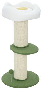 PawHut Ansamblu pentru Pisici, din Sisal și Pat în Formă de Floare Verde, 92cm | Aosom Romania