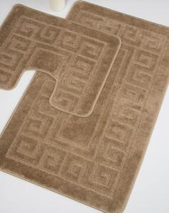 Set 2 Covorase de baie, Antiderapante, Ethnic 2519, Bej Inchis 50 x 80 / 40 x 50