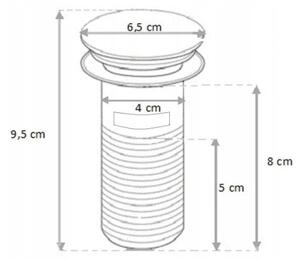 Mexen sifon parțial pentru lavoar pătrat cu dop-click, cu preaplin, auriu - 7992060-50