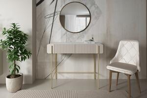 Masuta de toaleta Malmi 100 cm cu sertare - cashmir / crema bianca / picioare aurii