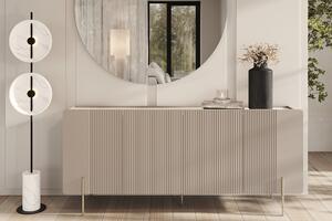 Comodă cu patru uși Malmi 200 cm - cashmere / crema bianca / picioare aurii