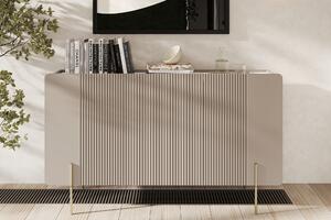 Comodă cu trei uși Malmi 150 cm - cashmere / crema bianca / picioare aurii