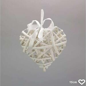 Inima de răchită albă pe vază de metal 15cm