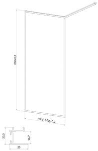 Cersanit Larga perete cabină de duș walk-in 100 cm negru mat/sticla transparentă S932-139