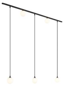 Sistem de iluminat cu șină modern negru cu 2 spoturi și 3 lumini suspendate monofazate - Slimline Eira