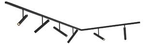 Sistem de iluminat cu șină modern negru cu 6 spoturi negre monofazate - Slimline Avery