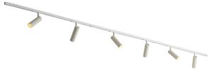 Sistem de iluminat pe șină modern alb cu 6 spoturi bej monofazate - Slimline Uzzy