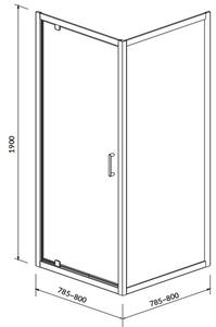 Coltar dus CERSANIT ARTECO, transparent 80x80x190 cm, crom, S157-009
