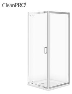 Cersanit Arteco, cabină de duș cu ușă 1 canat 90 (uşă) x 90 (perete) x 190 cm, sticlă transparentă 5 mm, profil crom + cadă slim TAKO, S601-116
