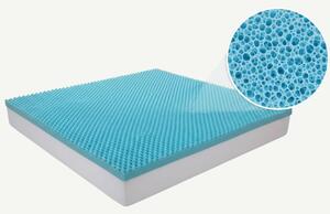Topper ortopedic saltea spuma memorie gel cooling, husa bambus, Albast