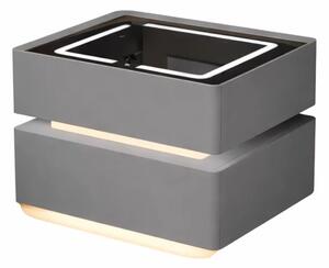 Noptiera inteligenta cu incarcare wireless, iluminare LED, 2 sertare de depozitare – gri antracit, design modern din sticla si lemn