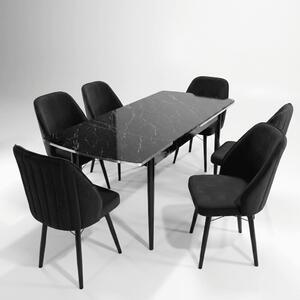 Sormis Set Extensibila 80x 135 (80 x 178) Si Scaun 6 Buc Negru Picior Negru